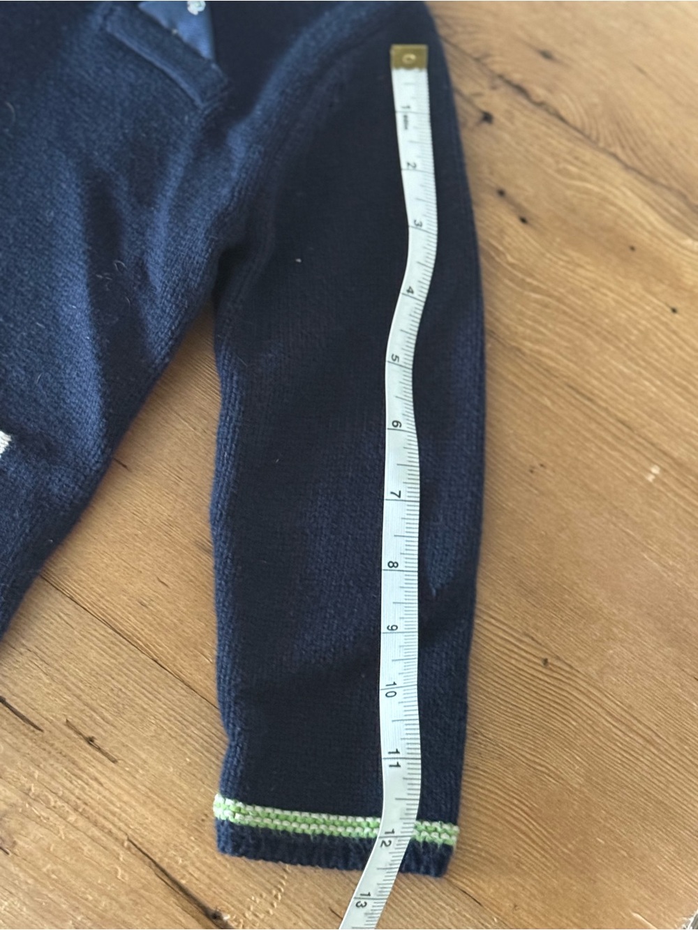 Mayoral Navy Knit Cardigan Blazer with White Elbow Patches and Green Trim - Picture 11 of 12
